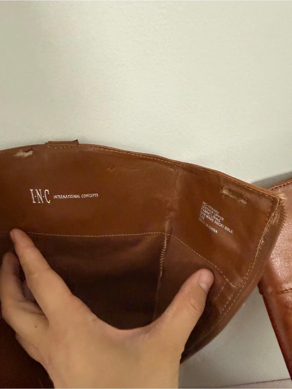 INC International Concepts Brown Leather Knee-High Riding Boots